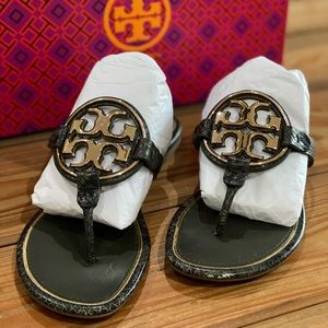 Tory Burch Metal Miller Snake Skin Sandals